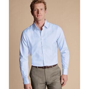 Charles Tyrwhitt Prince of Wales Check Dress Shirt - Cornflower Blue 17/37